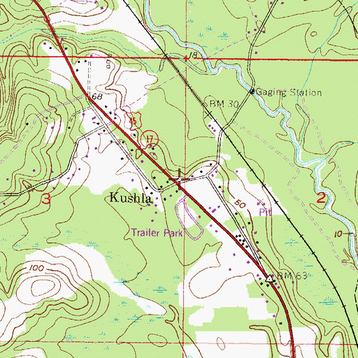 Topographic Map of Kushla, AL