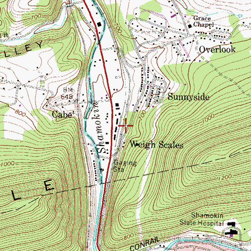 Topographic Map of Weigh Scale Tipple Station, PA
