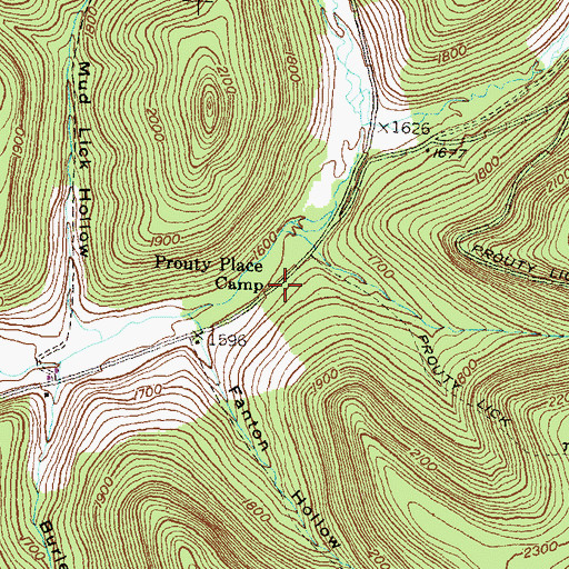 Topographic Map of Prouty Place Camp, PA