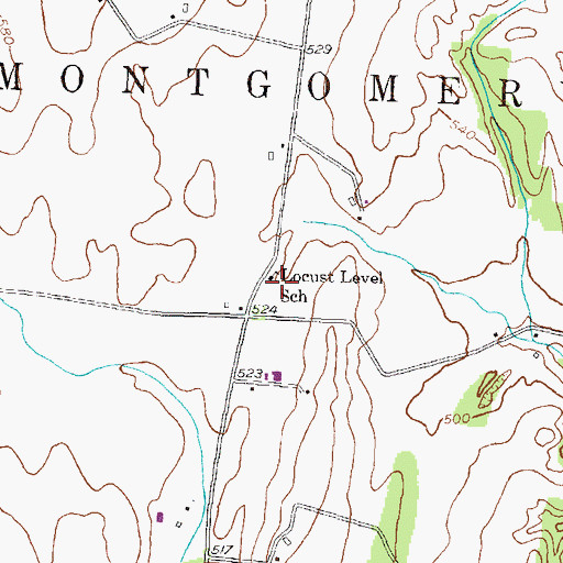 Topographic Map of Locust Level School, PA