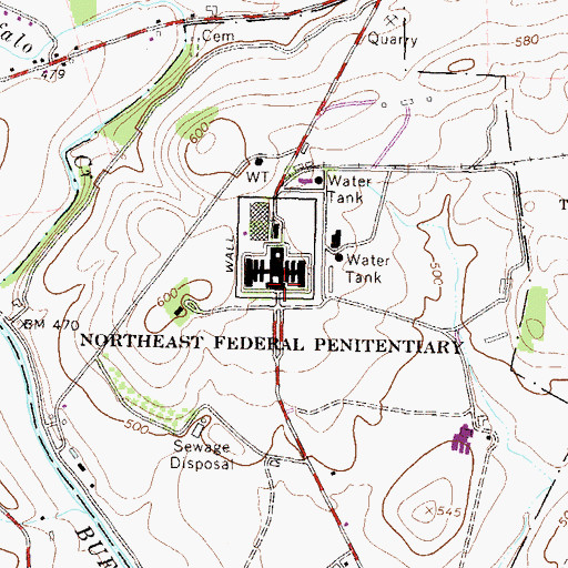 Topographic Map of United States Penitentiary Lewisburg, PA