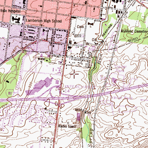 Topographic Map of Lamberton Middle School, PA