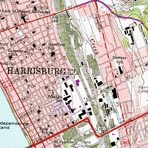 Topographic Map of Harrisburg, PA