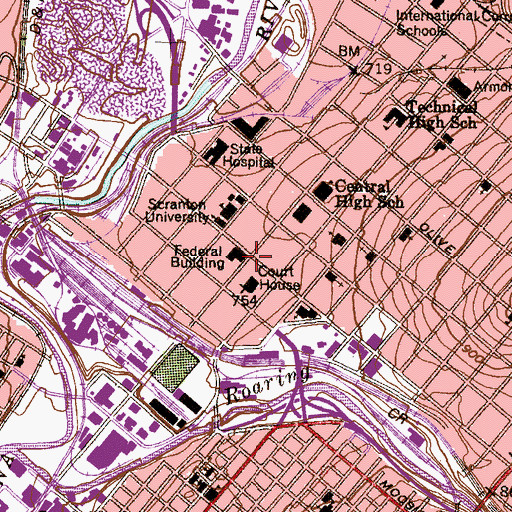Topographic Map of Scranton, PA
