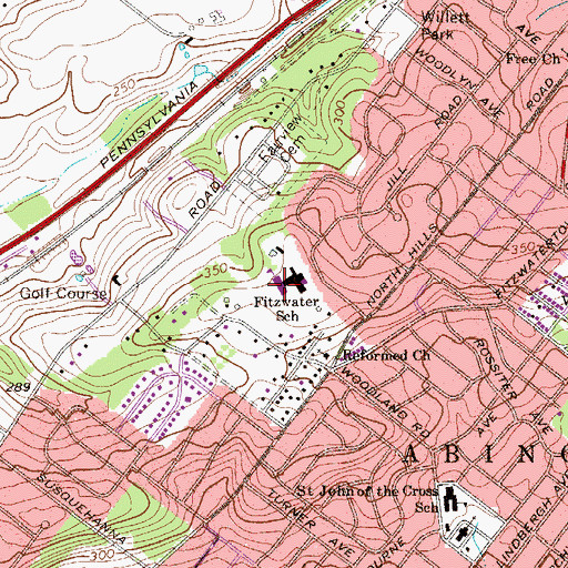 Topographic Map of Thomas Fitzwater Elementary School, PA