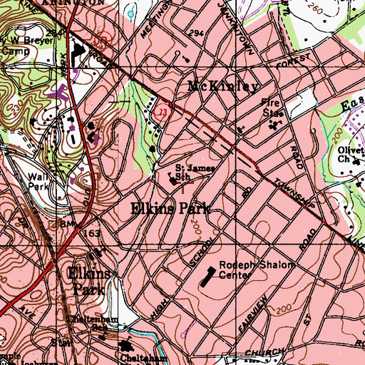 Topographic Map of Saint James Elementary School, PA