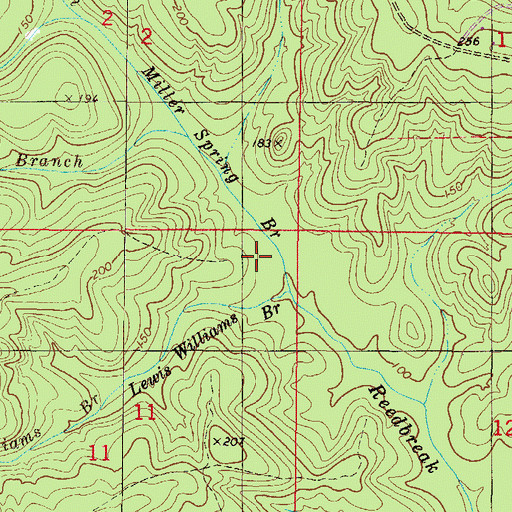 Topographic Map of Lewis Williams Branch, AL
