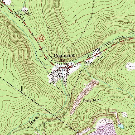 Topographic Map of Borough of Coalmont, PA