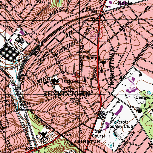Topographic Map of Borough of Jenkintown, PA