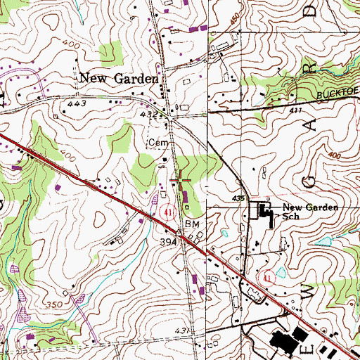 Topographic Map of Township of New Garden, PA