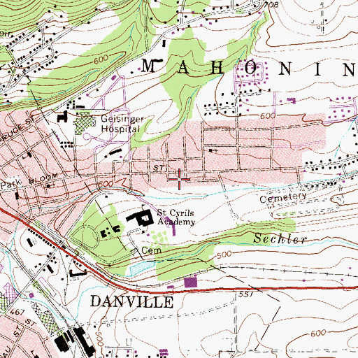 Topographic Map of Township of Mahoning, PA