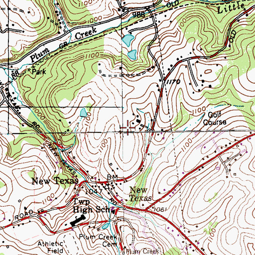 Topographic Map of Plum, PA