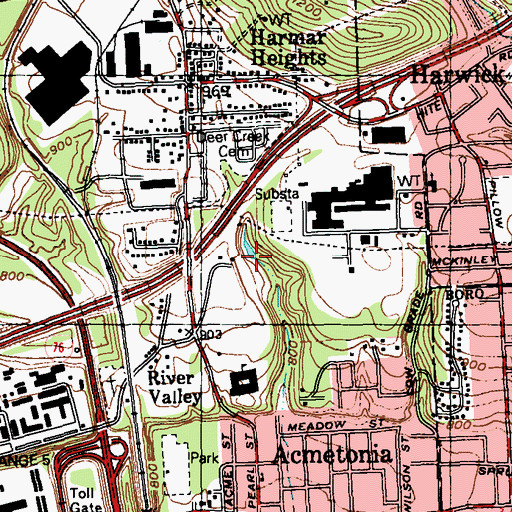 Topographic Map of Merriman Bars, PA