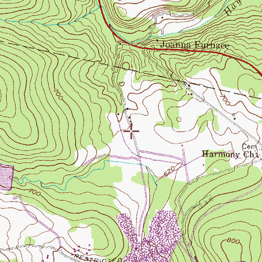 Topographic Map of Borough of New Morgan, PA