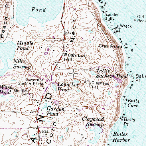 Topographic Map of Corn Neck, RI