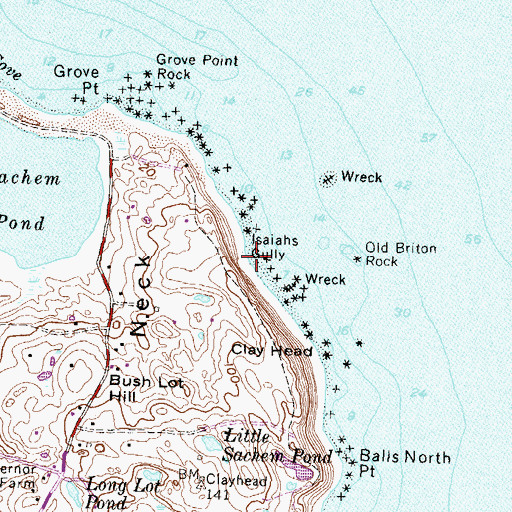 Topographic Map of Isaiahs Gully, RI