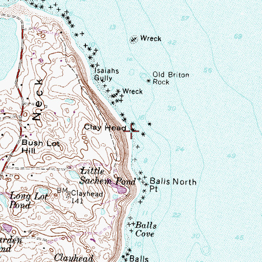 Topographic Map of Clay Head, RI