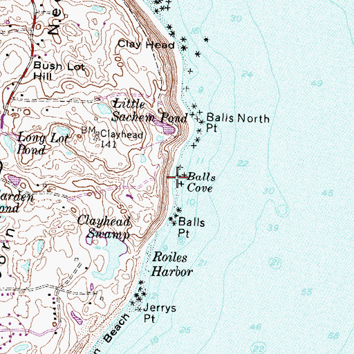 Topographic Map of Balls Cove, RI