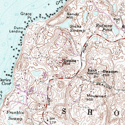 Topographic Map of Swede Hill, RI