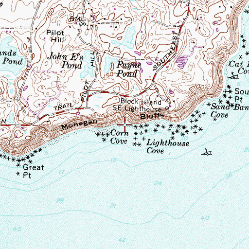 Topographic Map of Corn Cove, RI
