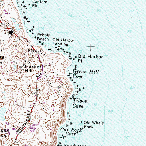 Topographic Map of Green Hill Cove, RI
