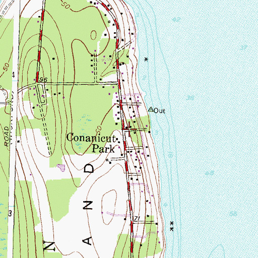 Topographic Map of Conanicut Park, RI