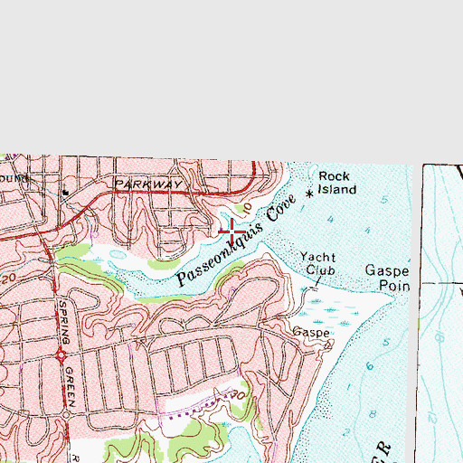 Topographic Map of Passeonkquis Cove, RI