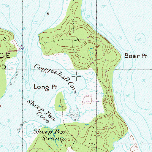 Topographic Map of Coggeshall Cove, RI