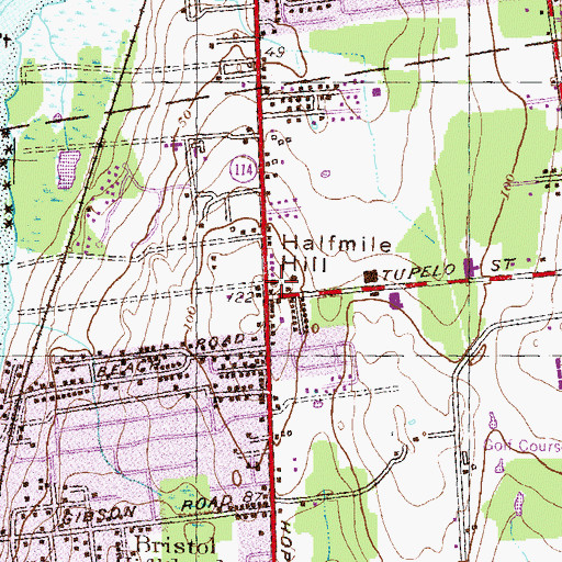 Topographic Map of Halfmile Hill, RI