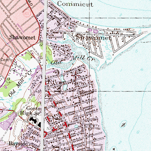 Topographic Map of River View, RI