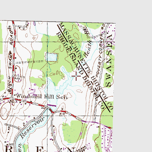 Topographic Map of Heath Brook, RI