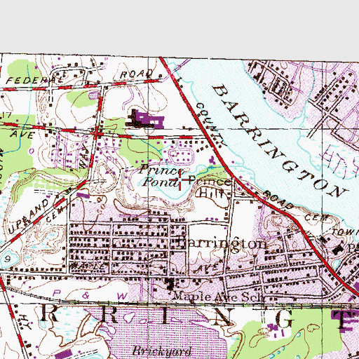 Topographic Map of Prince Pond, RI