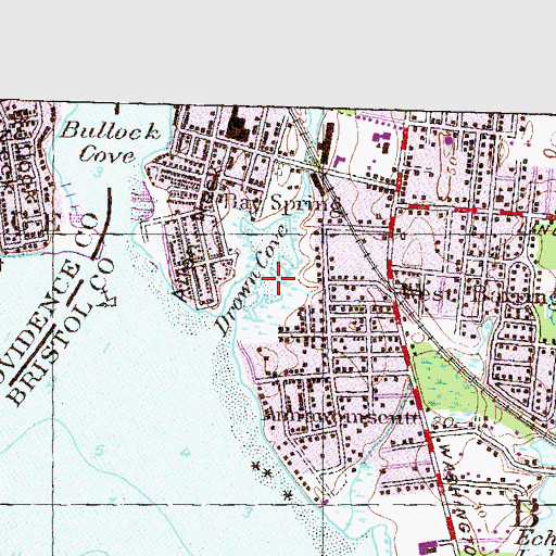 Topographic Map of Drown Cove, RI