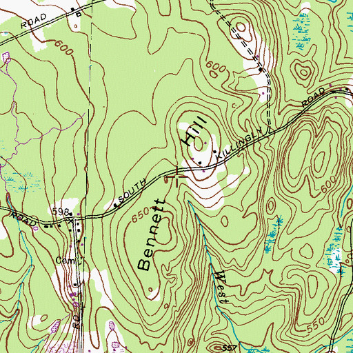 Topographic Map of Bennett Hill, RI