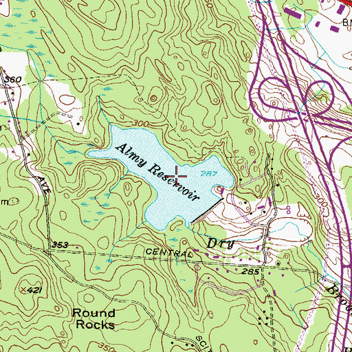Topographic Map of Almy Reservoir, RI