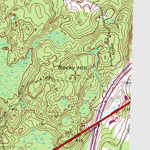 Topographic Map of Rocky Hill, RI