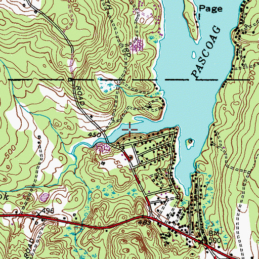 Topographic Map of Pascoag Reservoir, RI