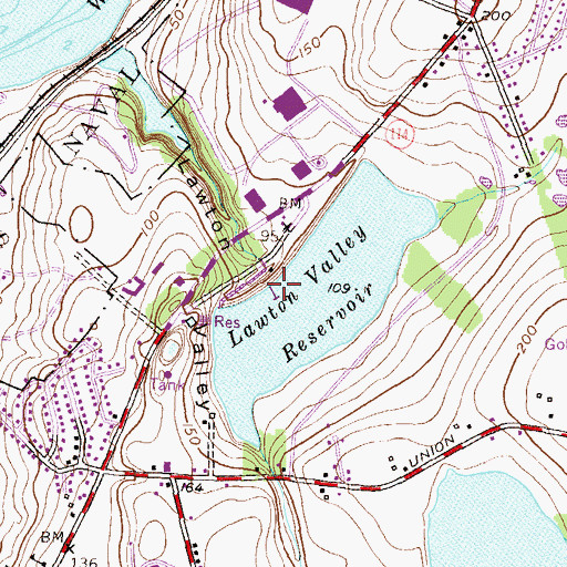 Topographic Map of Lawton Valley Reservoir Dam, RI