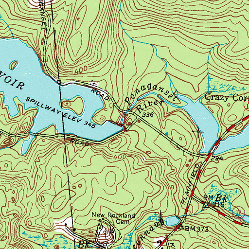 Topographic Map of Barden Reservoir Dam, RI