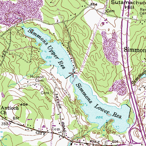 Topographic Map of Simmons Upper Reservoir Dam, RI