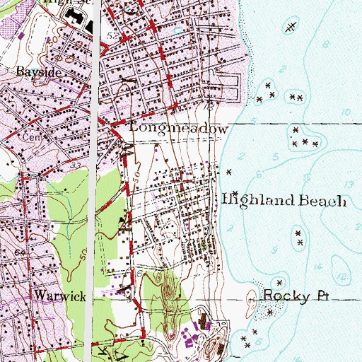 Topographic Map of Rocky Point, RI