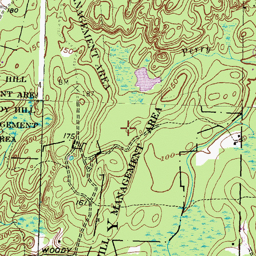 Topographic Map of Woody Hill Management Area, RI