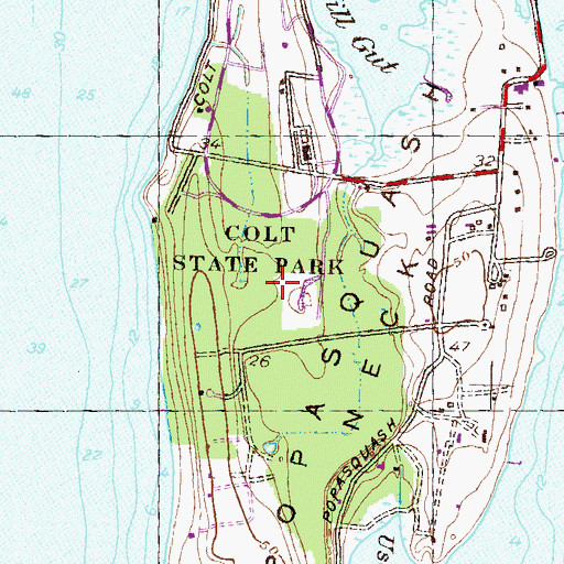 Topographic Map of Colt State Park, RI