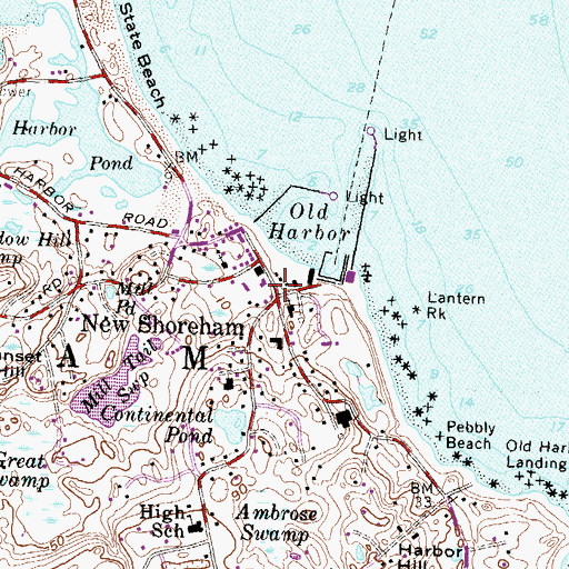 Topographic Map of New Shoreham, RI