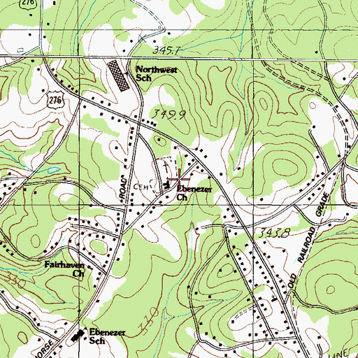 Topographic Map of Ebenezer Church, SC