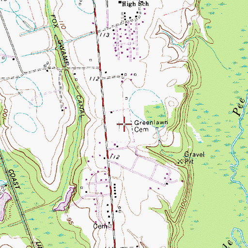 Topographic Map of Greenlawn Cemetery, SC