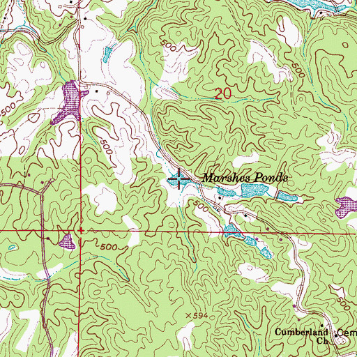 Topographic Map of Marshes Ponds, AL
