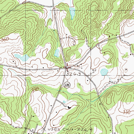 Topographic Map of Hendricks, SC