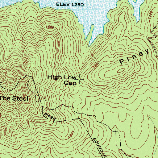 Topographic Map of High Low Gap, SC