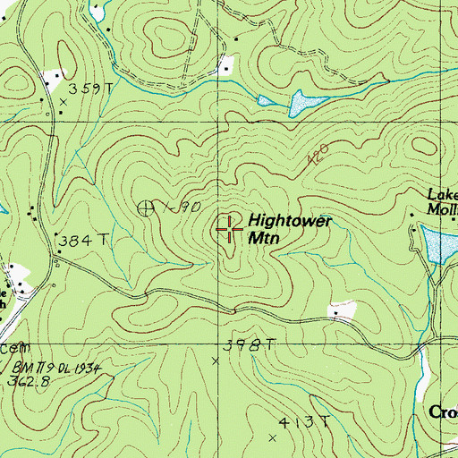Topographic Map of Hightower Mountain, SC